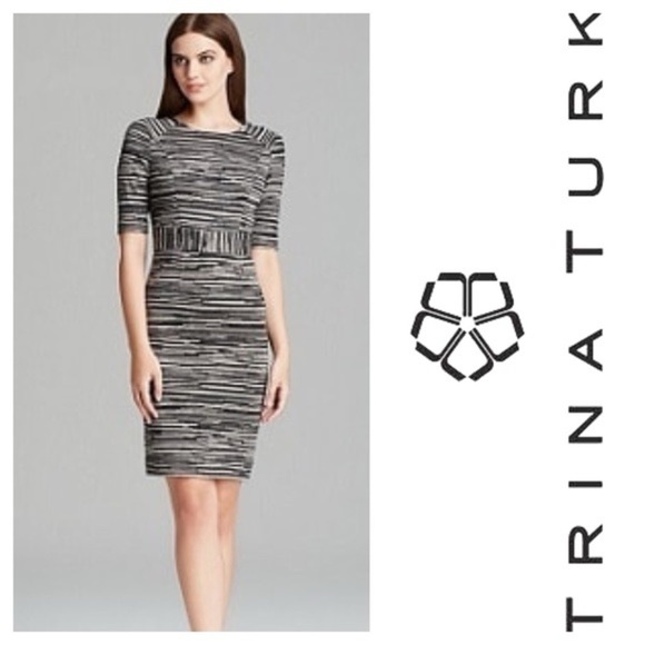 Trina Turk Sheath Dress Short Sleeved Lined Size 8 - Picture 1 of 10